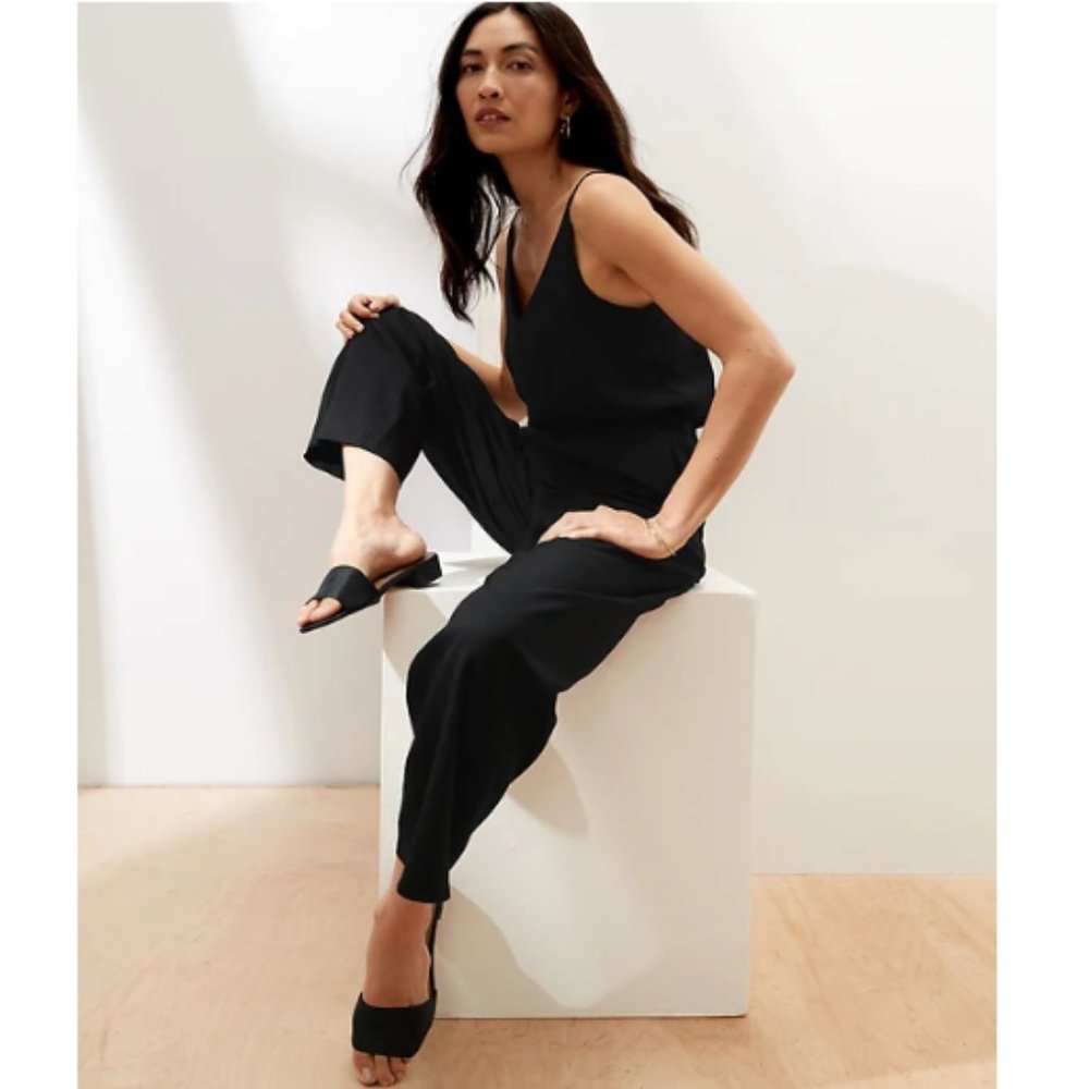 NWT Linen Straight Pull -On Pant S Black F815